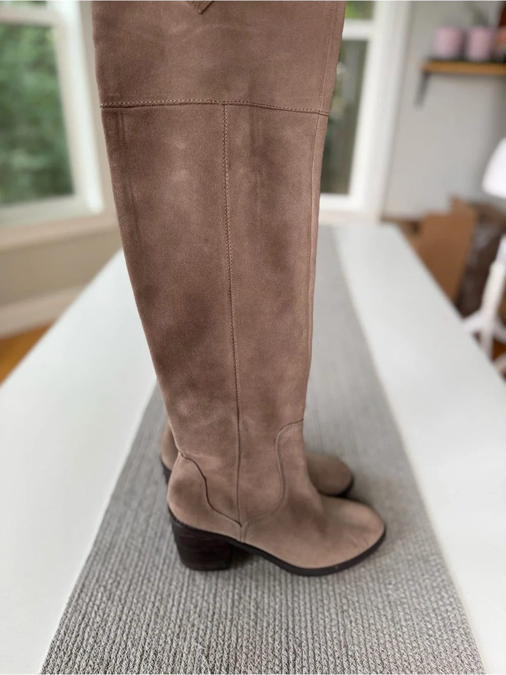 Seychelles Taupe Suede Over-the-Knee Block Heel Boots Sz 8